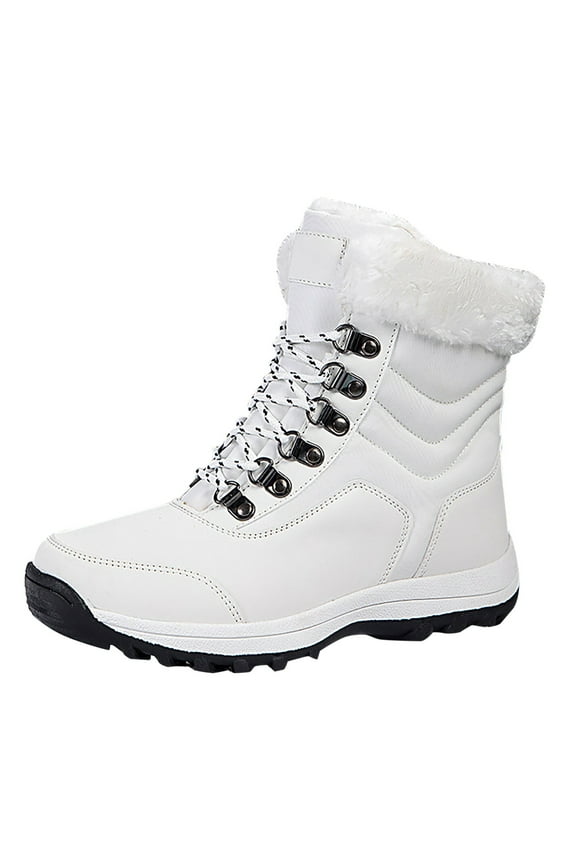 Hiking Boots Women Waterproof Winter Snow Boots Outdoor Wear Walking Work Botas De Nieve Para Mujer White Size 6.5