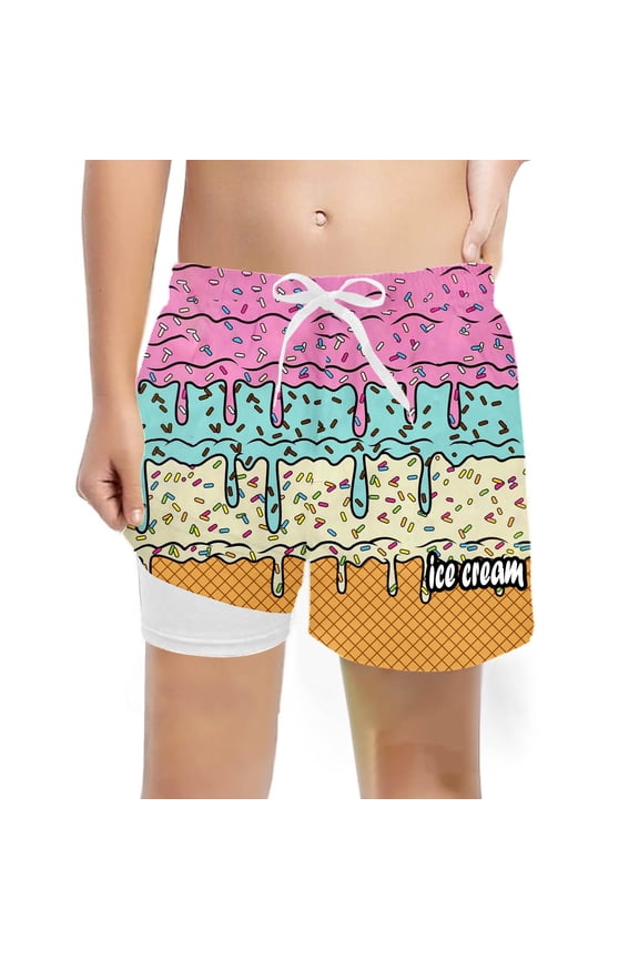 Ice Cream Shorts Toddler Girl Hiking Gym Shorts Youth Ice Cream Shorts Athletic Gym Shorts Outdoor Clothing 5-14T (Pink, 10-12 Years)
