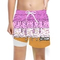 thumbnail image 1 of Gyexs Ice Cream Shorts for Boys Swimwear Quick Drying Elastic Waist Swim Trunks with Compression Liner Purple, 8-9 Years, 1 of 3
