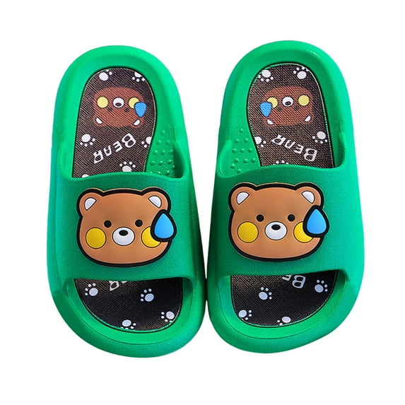 Gyexs Kids Bear Slippers 8.5 Girls Boys Toddler Cloud Slides Animal Quick Drying Beach Slides Toddler Pool Shower Flip Flops Slippers Green