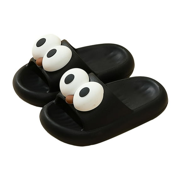 Gyexs Kids Big Eyes Sliders 3.5-4 Years Cute Cartoon Shower Slippers Boys Girls Cloud Beach Pool Slide Sandals Black