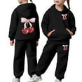 thumbnail image 1 of Gyexs Kids Clothes for Toddler Girls Size 4-5 Years Floral Graphic Coat + Jogger Pant, Loungewear Clothing Set (Black, 4-5 Years), 1 of 6
