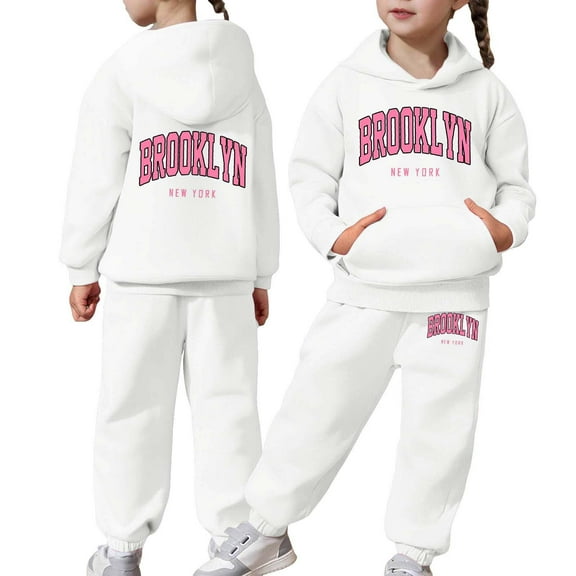 Gyexs Kids Clothes for Toddler Girls Size 4-5 Years Soft Comfy Coat + Jogger Pant, 2pc Clothing Set (White, 4-5 Years)