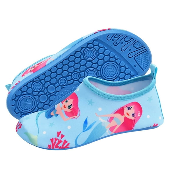 Gyexs Kids Girls Boys Water Shoes Size 7-8 Quick Drying Non- Toddlers Socks for Beach Swimming Pool Surfing Light Blue