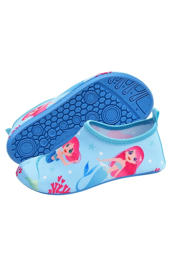 Kids Girls Boys Water Shoes Size 7-8 Quick Drying Non- Toddlers Socks for Beach Swimming Pool Surfing Light Blue