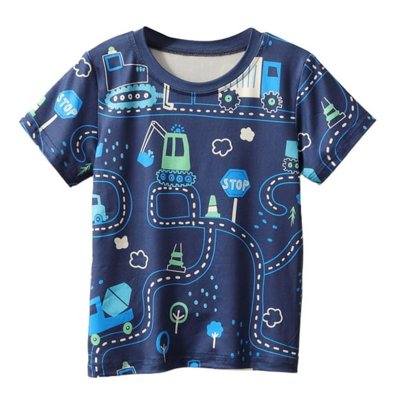 Gyexs Kids Shirts for Boys 3T-4T Boy Shirts Short Sleeves Summer Graphic Tee Soft and Breathable Tees Shirt (Toddlers, Sky Blue, 3-4 Years)