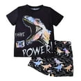 thumbnail image 1 of Gyexs Kids Summer Clothes Big Boys Girls Size 8-9 Fashion Cute Dinosaur Print Short Sleeve T Shirt Shorts 2 Piece Outfit Set(Sportswear, X01-Black, 8-9 Years), 1 of 3