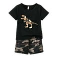 thumbnail image 1 of Gyexs Kids Summer Clothes Boys Girls Size 6-8 Fashion Cute Dinosaur Print Short Sleeve T Shirt Shorts 2 Piece Outfit Set(Sportswear, Black, 6-7 Years), 1 of 3