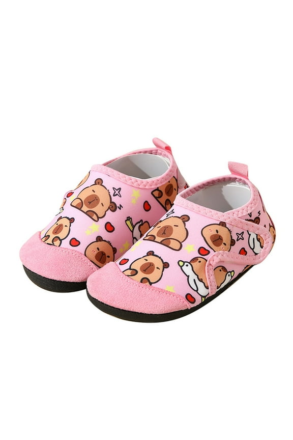 Kids Water Shoes Size 2.5-3 Boys Girls Quick Dry Beach Shoes Cute Cartoon Swim Pool Barefoot Swimming Socks Brown