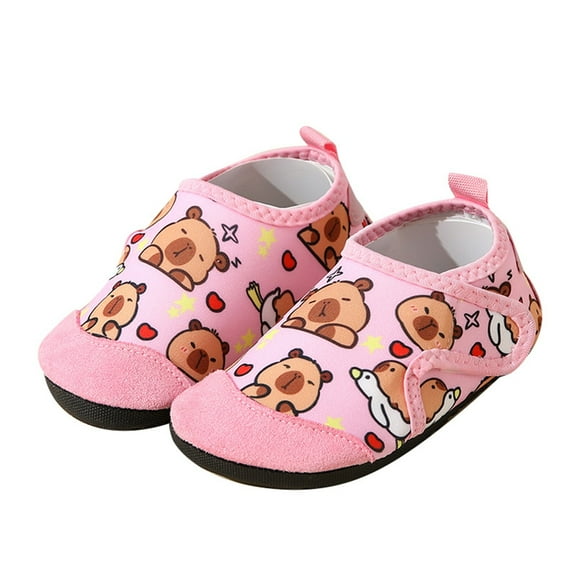 Gyexs Kids Water Shoes Size 8-9 Boys Girls Quick Dry Beach Shoes Cute Cartoon Swim Pool Barefoot Swimming Socks Brown