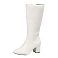 thumbnail image 1 of Gyexs Knee High Boots Women with Side Zipper Tall Boots Low Heeled Pointed Toe Knee High Long Boot Fashion Dress Party Wedding Shoes White Size 5.5, 1 of 9