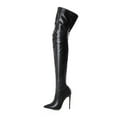 thumbnail image 1 of Gyexs Knee High Cowgirl Boots Women Mid Calf Heel High Heel Mid Boots Fall Winter Dress Shoes Z02 Black Size 7, 1 of 9