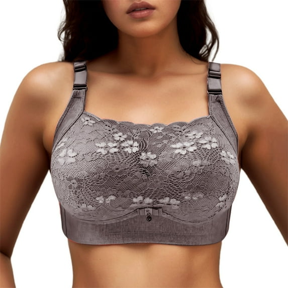 Gyexs Lace Strapless Bra Wireless Push Up Design Light Support No Show Seamless Comfort For Women, Grey, Size C
