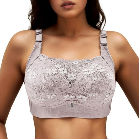 Gyexs Lace Strapless Bra Wireless Push Up Design Light Support No Show Seamless Comfort For Women, Light Gray, Size B