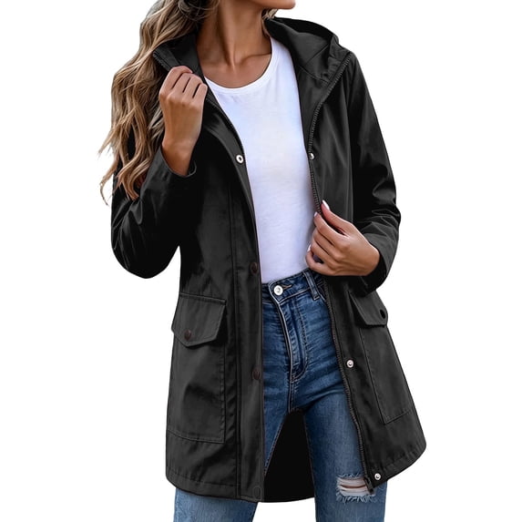 Gyexs Lightweight Rain Jacket Women Waterproof Lightweight Windbreaker Raincoat with Hood Travel Outdoor Waterproof Rain Coats