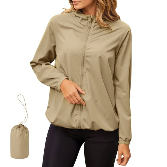 Gyexs Lightweight Windbreaker for Women Waterproof Rain Jacket Packable Hooded Travel Hiking Outdoor Raincoat