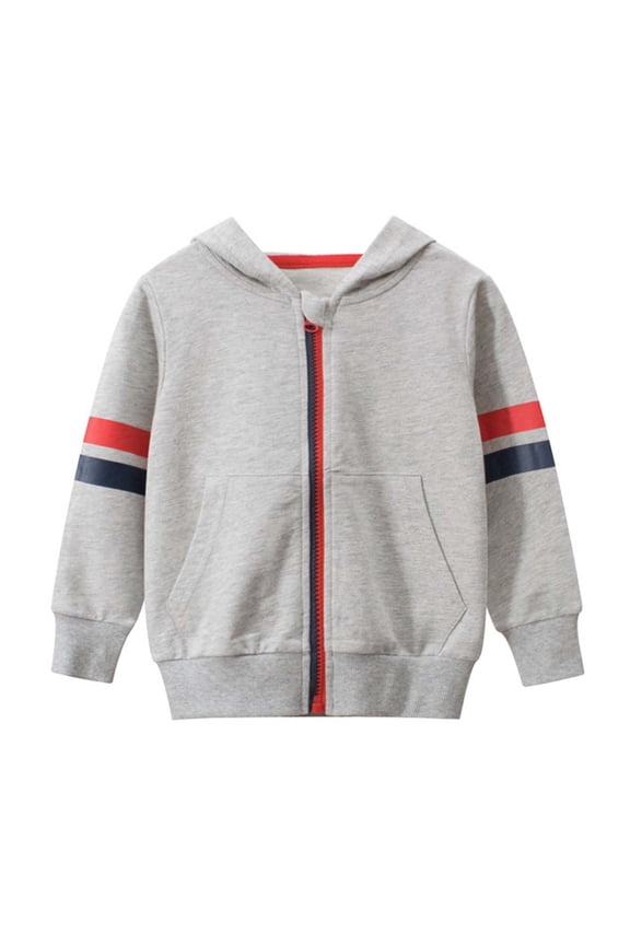 Lightweight Zip Up Hoodies for Toddler Boys 4T-5T Casual Loose Outerwear Sweatshirts Boys' Fashion (Grey, 18 Months-24 Months)