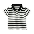 thumbnail image 1 of Gyexs Little Boys Polo Shirts 2T-3T Striped Printed Short Sleeve T Shirt Button Closure Casual Summer Tops School Uniforms Black, 1 of 4