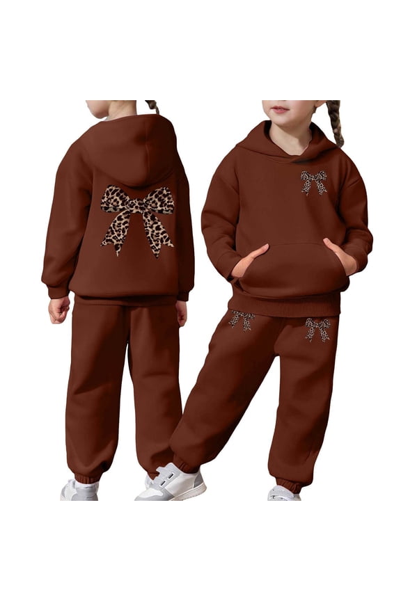 Little Girls Clothes Size 8-9 Years Casual Hooded Sweatshirts Sweatpants, Loungewear Sweatsuit Outfit (Coffee, 8-9 Years)