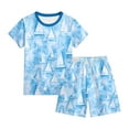 thumbnail image 1 of Gyexs Little and Big Boys Pajama Set Size 5-6 2 Piece Short Sleeve Tees Shorts Cotton Pajamas Summer Outfit Clothing Sets (Homewear,Blue), 1 of 2