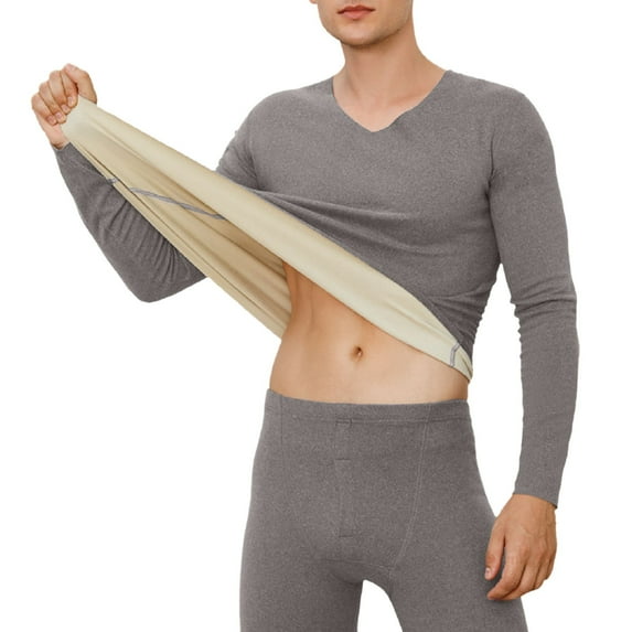 Gyexs Long Johns for Men Thermal - Thermal Underwear for Women Plus Size, Lightweight Sweaters Tops Plus Size Clothes, Grey, Size XXL