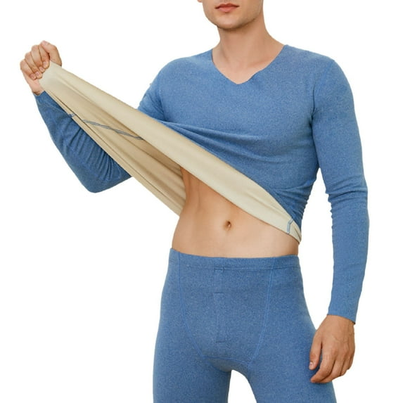 Gyexs Long Johns for Women Thermal - Long Johns for Men Thermal Pants, Lined Pajamas Pants Loungewear Sets, Blue, Size XXXXL