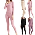 thumbnail image 1 of Gyexs Long Johns for Women Thermal - Thermal Underwear for Women V Neck, Lined Long Sleeve Tops Loungewear Sets, Pink, Size XL, 1 of 6