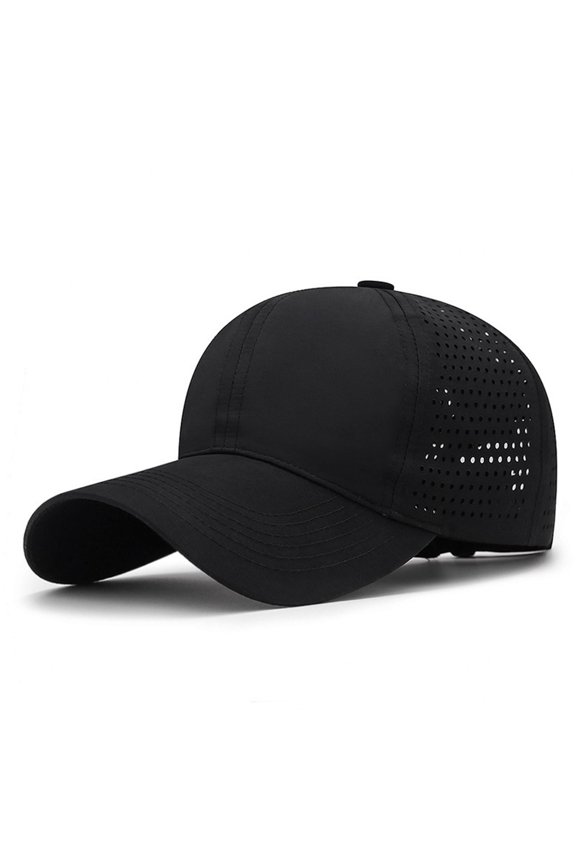 Men Adjustable Snapback Baseball Cap Vented Performance Mesh Hat Lightweight Breathable Mesh Caps Quick Drying Sports Hats #Black