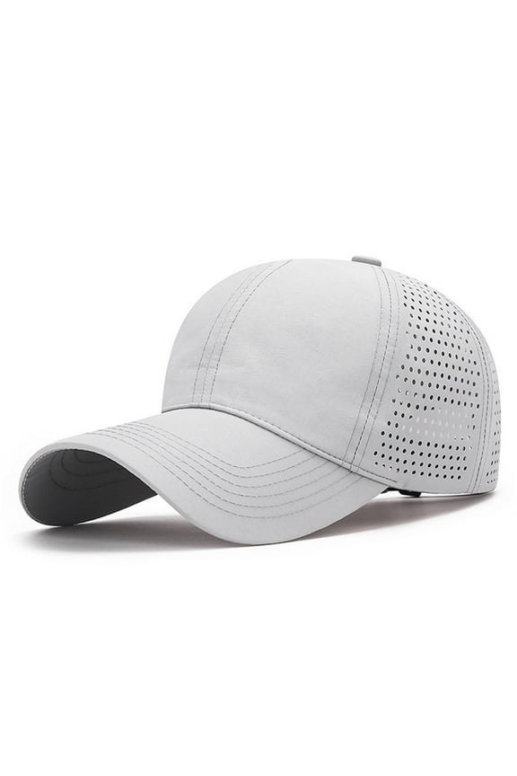 Men Adjustable Snapback Baseball Cap Vented Performance Mesh Hat Lightweight Breathable Mesh Caps Quick Drying Sports Hats #Light Gray
