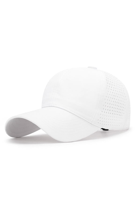 Men Adjustable Snapback Baseball Cap Vented Performance Mesh Hat Lightweight Breathable Mesh Caps Quick Drying Sports Hats #White
