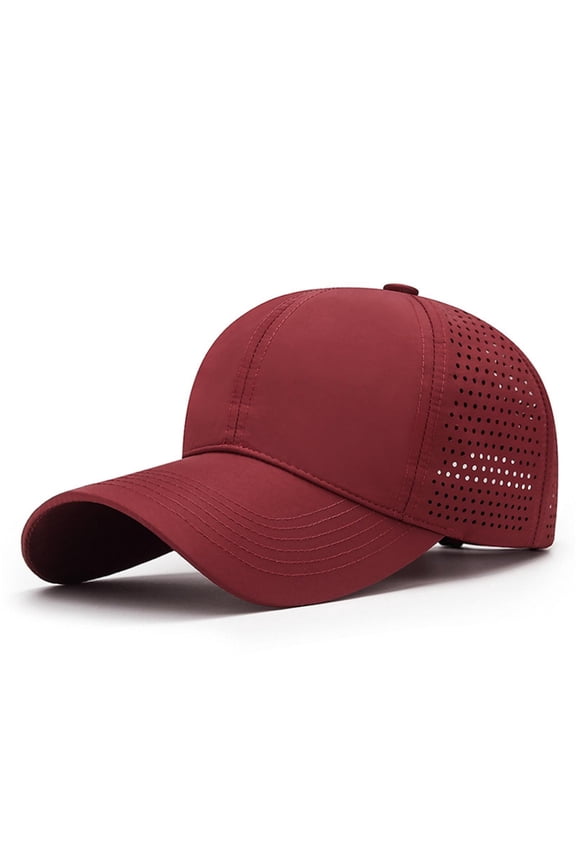 Men Adjustable Snapback Baseball Cap Vented Performance Mesh Hat Lightweight Breathable Mesh Caps Quick Drying Sports Hats #Wine