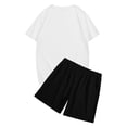 thumbnail image 1 of Gyexs Men's 2 Pieces Outfit Short Sleeve Hawaiian Print Tee and Graphic Drawstring Waist Shorts Sets Summer Clothes White, Size XXXL, 1 of 5