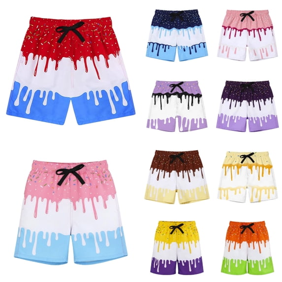 Gyexs Men's Ice Cream Swim Trunks Athletic Shorts Lightweight Quick-Drying Gym Baseball Workout Running Shorts with Pockets 2026 Brown Size S