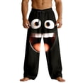 thumbnail image 1 of Gyexs Mens Casual Pajama Pants Funny 3D Cartoon Face Printed Sweatpants Drawstring Elastic Relaxed Fit Trousers Black, Size XXXL, 1 of 4