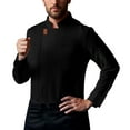 thumbnail image 1 of Gyexs Mens Chef Coat Uniform Long Sleeve Cook Jacket Restaurant Kitchen Work Lightweight Breathable Clothes Black, Size L, 1 of 4