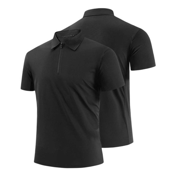 Gyexs Mens Cotton Polo Shirt Short Sleeve V Neck Slim Fit Polo T-Shirt Cotton Casual Summer Fashion Golf Shirt Activewear Black, Size XXXXXL