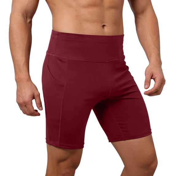 Gyexs Mens Cycling Shorts - Gym Shorts Men, Workout Gym Shorts for Basketball Hiking 9 Inch Inseam Wine, Size XL
