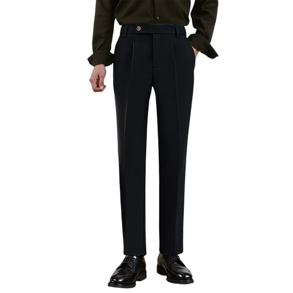 Gyexs Mens Dress Pants Classic Fit Dress Business Work Casual Travel Slacks Casual Dress Loose Fit Slacks Trousers Spring Summer Clothes Black, Szie 30