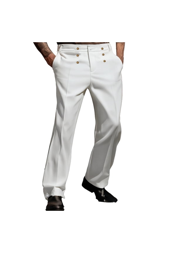Mens Dress Pants Relaxed Fit Expandable Waist Suit Pleated Front Slacks Spring Summer Bussiness Casual Trousers Formal Clothing White, Szie S