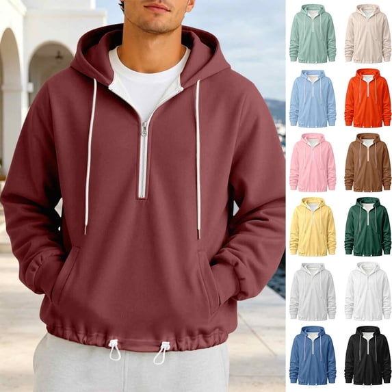 Gyexs Mens Hoodies Long Sleeve Casual Loose Fit Pullover Hooded Warm Sweatshirts Fall Fashion