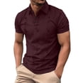 thumbnail image 1 of Gyexs Mens Knit Polo Shirts Summer Knit Textured Casual Short Sleeve Shirt Casual Summer Holiday T-Shirts Summer Clothes Wine, Size XXL, 1 of 8