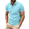 thumbnail image 1 of Gyexs Mens Ribbed Polo Shirts Classic Short Sleeve Polo T Shirts Lightweight Casual Button Collar Top Pullover Tops BU1, Size XL, 1 of 7