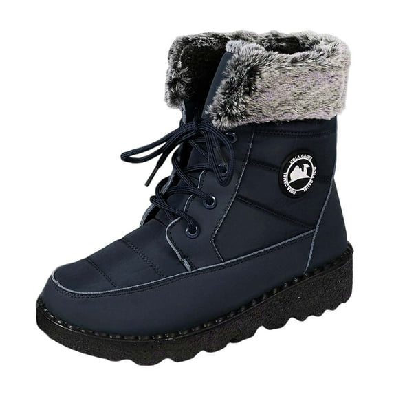 Gyexs Mens Snow Boots Size 12, Winter Shoes for Women 2025 Casual, Fuzzy, Button, Chukka, Open Toe, Outerwear, Blue, Size 9.5