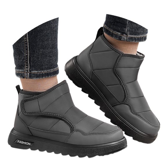 Gyexs Mens Snow Boots Size 12, Winter Shoes for Women, Arch Support, Speed Laces, Western, Square Toe, Sportswear, Grey, Size 9