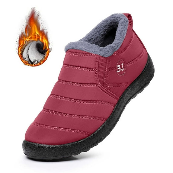 Gyexs Mens Snow Boots Size 13, Winter Shoes for Women 2025 Dressy, Adjustable, Hook & Loop, Hiking, Round Toe, Outdoor Wear, Red, Size 8.5