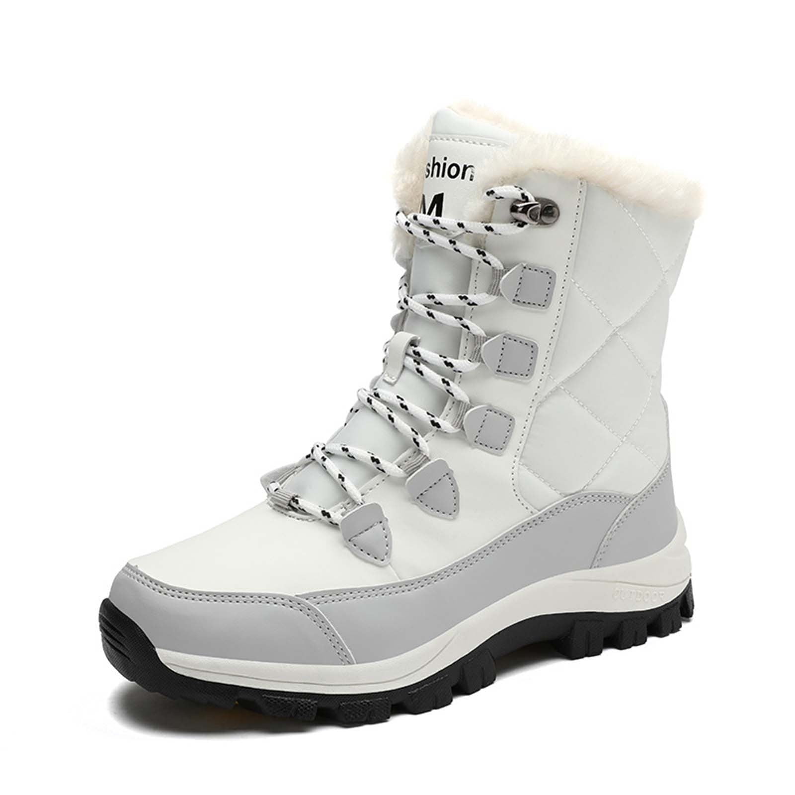 Gyexs Mens Snow Boots Size 13, Womens Winter Shoes Wide Width, Orthotic Technology, Lace-Up, Chukka, Snip Toe, Women's Fashion, White, Size 7.5
