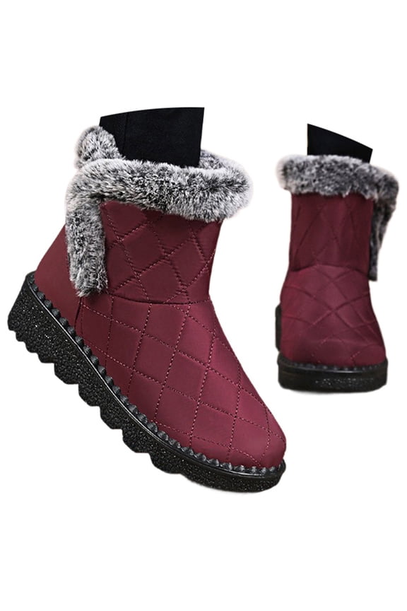 Mens Snow Boots Size 7, Winter Shoes Women Boots, Static Dissipative, Snap, Cold Weather & Shearling, Pointed Toe, Outerwear, Red, Size 6.5