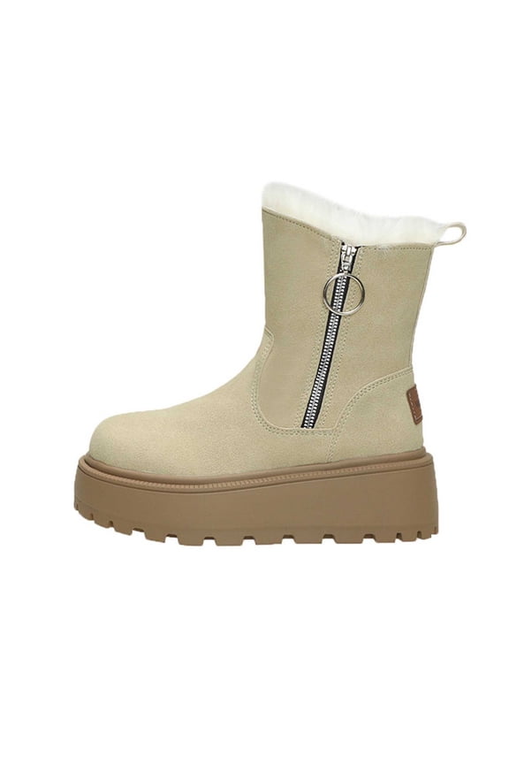 Mens Snow Boots Size 9, Winter Shoes for Women 2025 Boots, Adjustable, Button, Hiking, Bump Toe, Outerwear, Beige, Size 7