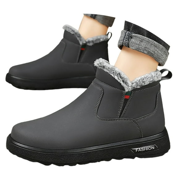 Gyexs Mens Snow Boots Size 9, Winter Shoes for Women Dressy, Arch Support, Lace-Up, Chukka, Steel Toe, Winter Clothes, Grey, Size 9