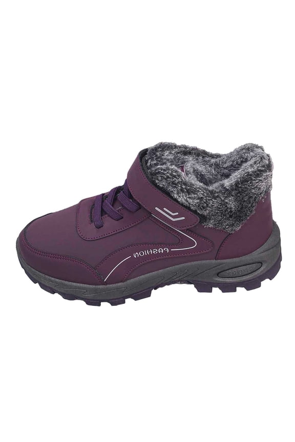 Mens Snow Boots Size 9, Winter Shoes for Women Dressy, Cushioned, Zip, Moto, Cap Toe, Outerwear, Purple, Size 7.5